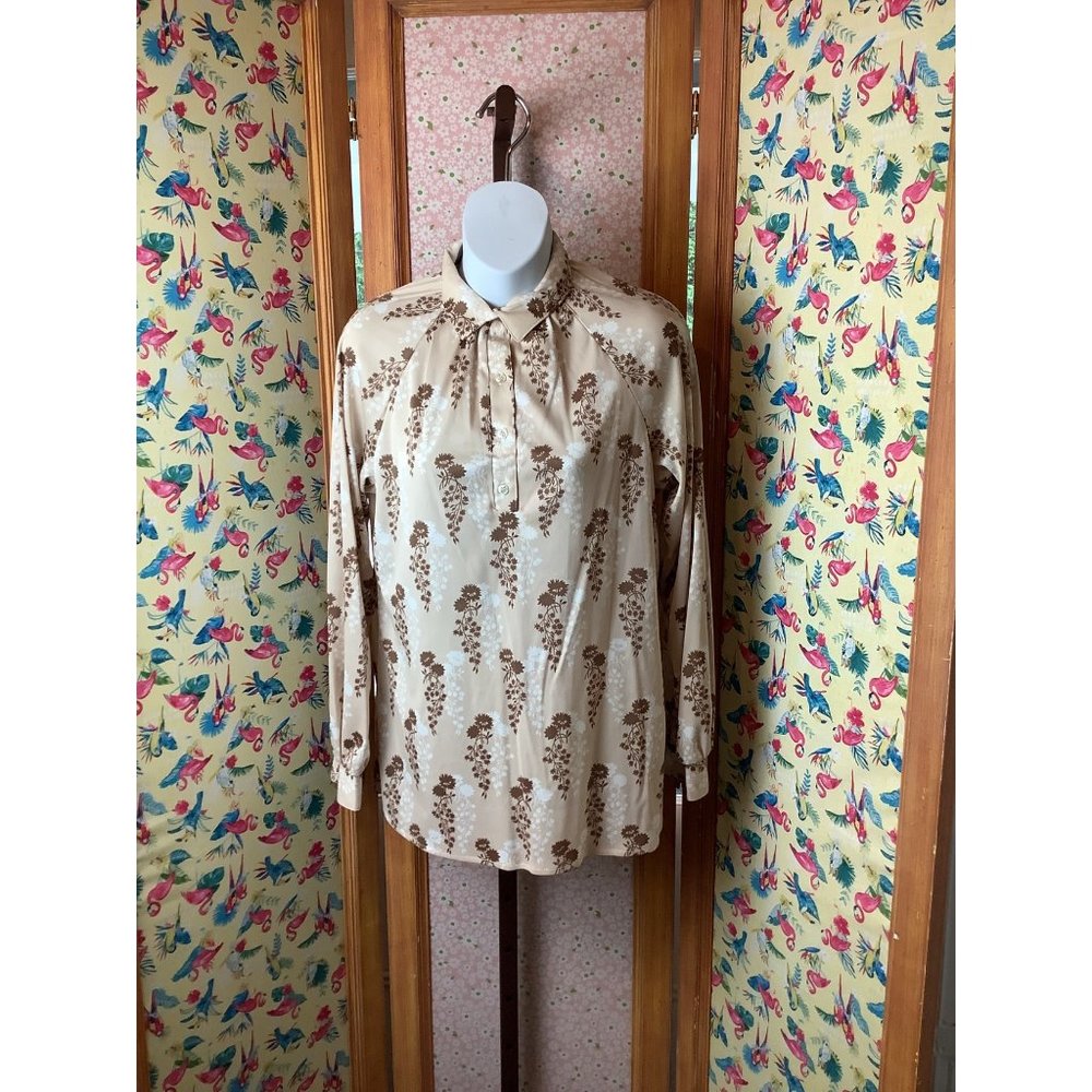 1960's- 1970's Trissi Long Sleeve Floral Blouse